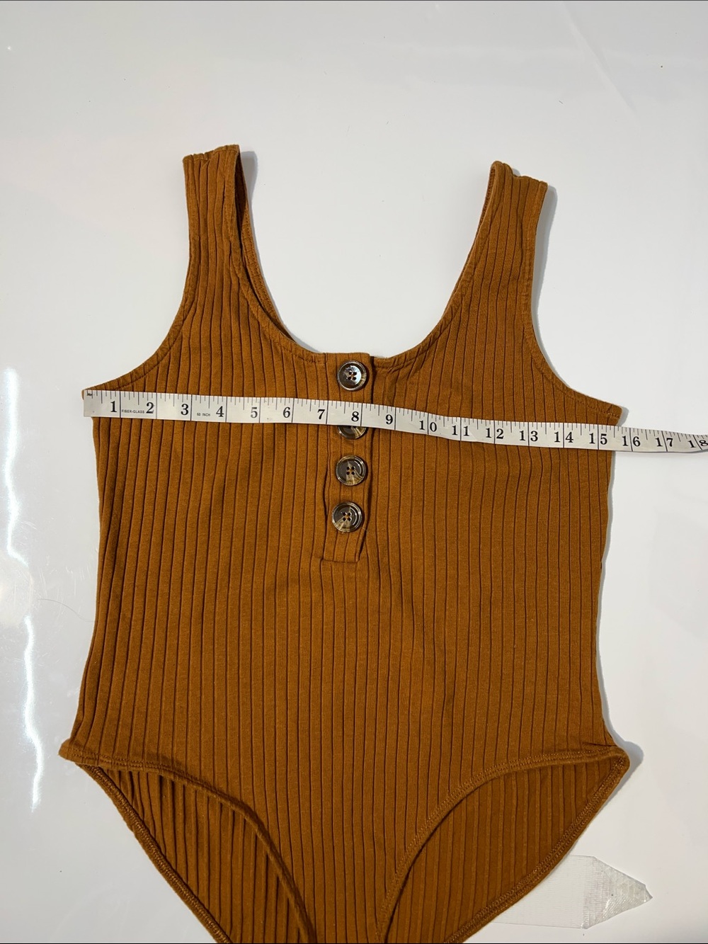 Heart & Hips Rust Brown Ribbed Button-Front Bodysuit - Picture 4 of 4